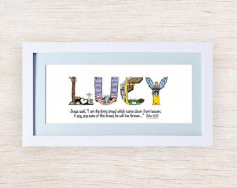 First Communion Name Art Printable – Digital Download with Bible Verse