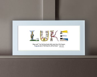 First Communion Gifts for Boys Personalized with bible verse, 10x20 Matted Print *Frame Option* Christian gifts from The Christian Alphabet™