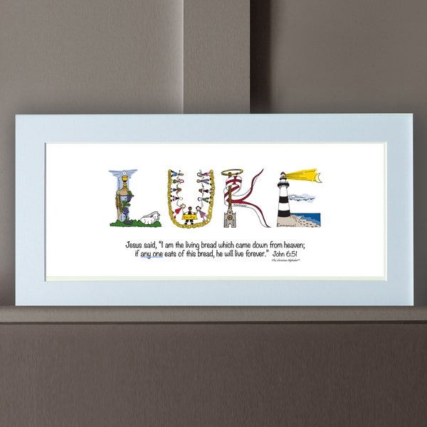First Communion Gifts for Boys Personalized with bible verse, 10x20 Matted Print *Frame Option* Christian gifts from The Christian Alphabet™