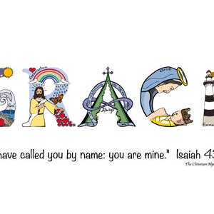 Regalo de Bautismo Personalizado - Arte con Nombre y Versículo Bíblico para Niños y Niñas *ARCHIVO DIGITAL* - Regalos Personalizados de The Christian Alphabet™