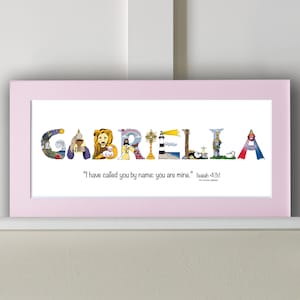 Regalo di battesimo bambina - Regalo di battesimo bambino - Stampa opaca 10x20 *Opzione cornice* - Regali di battesimo personalizzati da The Christian Alphabet™
