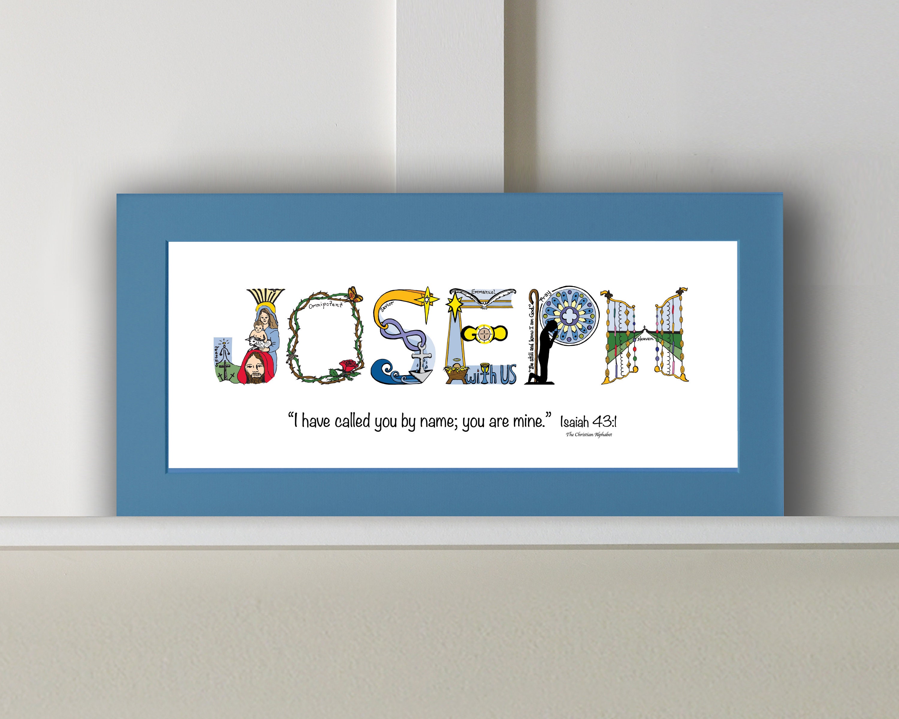 Baptism Gift for Boys - Personalized baby boy Gift with Bible Verse - 10x20 Matted Print *Frame Option* - The Christian Alphabet™