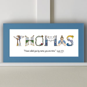 Catholic Baptism Gift for Baby Boys or Baby Girls - 10x20 Matted Print optional frame - Personalized Gifts from The Christian Alphabet™