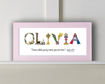 Confirmation Gifts for Girls - Personalized gifts for teen girls or adults - 10x20 Name Art Print *Optional Frame*