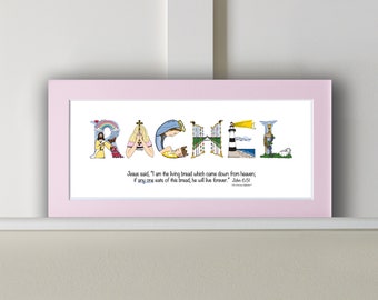 First Communion Gifts for Girls Personalized with bible verse 10x20 Matted Print *Frame Option* Christian gifts from The Christian Alphabet™