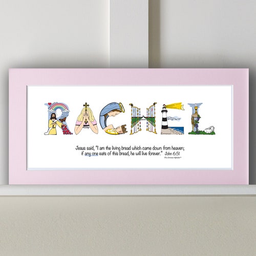 First Communion Gift for Girls Personalized with bible verse 10x20 Matted Print *Frame Option* Christian gifts from The Christian Alphabet™