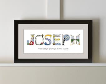 Baby Baptism Gift: Bible Verse Name Art for Nursery