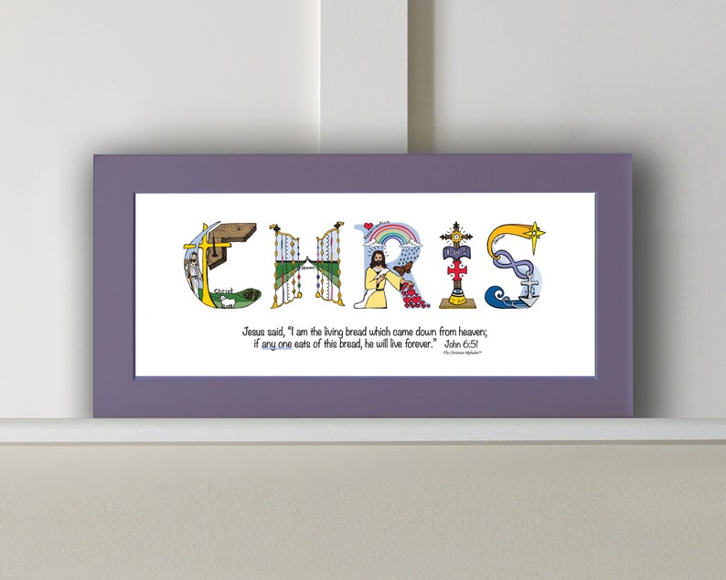 First Communion Gift Boy First Communion Gift Girl 10x20 Matted Print Frame Option Personalized Christian Gifts Periwinkle/Purple