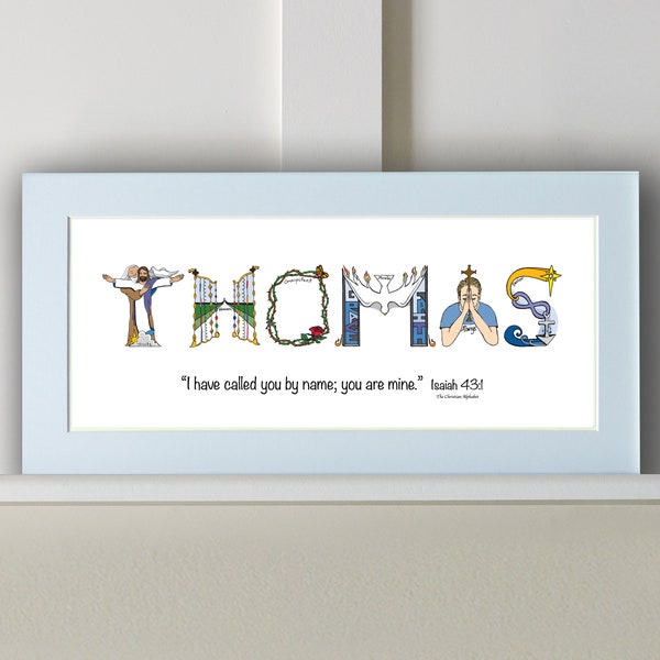 Nursery Decor Name Art - Personalized kids decor for boys and girls - 10x20  Christian Name Art print