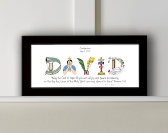 Confirmation Gifts for Boys - Personalized gifts for teen boys or adults - 10x20 Name Art Print *Optional Frame*