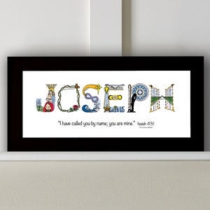 Confirmation Gifts for Boys - Personalized gifts for teen boys or Adult Confirmation - 10x20 Name Art Print *Optional Frame*