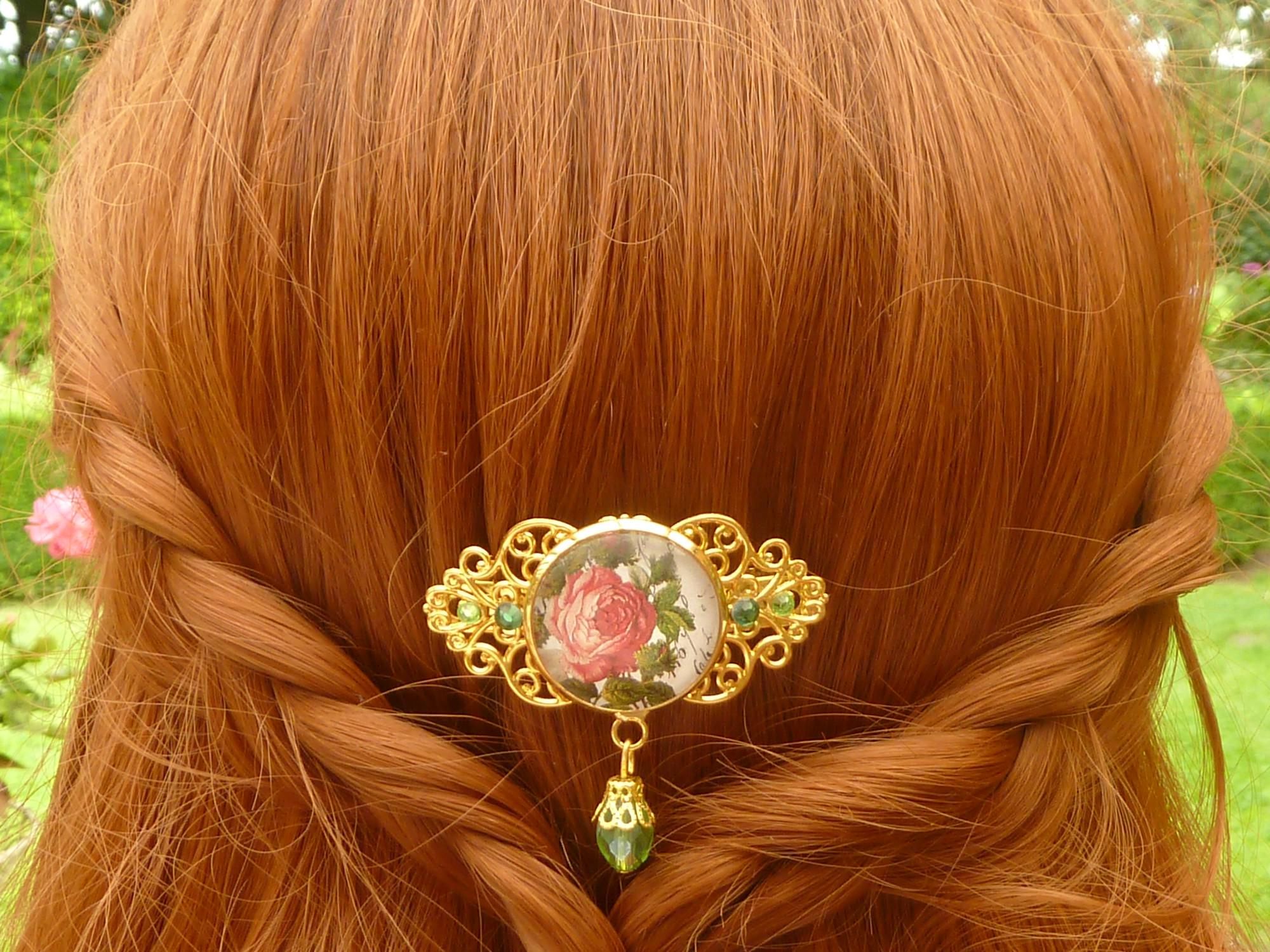 Lurrose Vintage Tulpen-Haarspange Aus Ebenholz – Elegante Haarnadel Für Hochsteckfrisuren & Partys