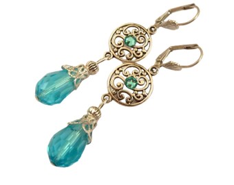 Ornament earrings in turquoise silver drops earrings gift idea woman