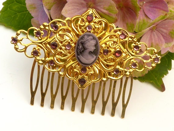 Beautiful mother day Aura Color vintage Hair Brooch Vintage Gold Tone Heart Charm Brooch – Elegant Mother main image 4