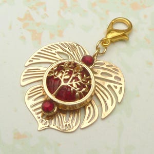 Pendentif de bijoux en filigrane avec ornement de feuille plaqué or rouge, collier pendentif polyvalent pour vêtements, bracelet