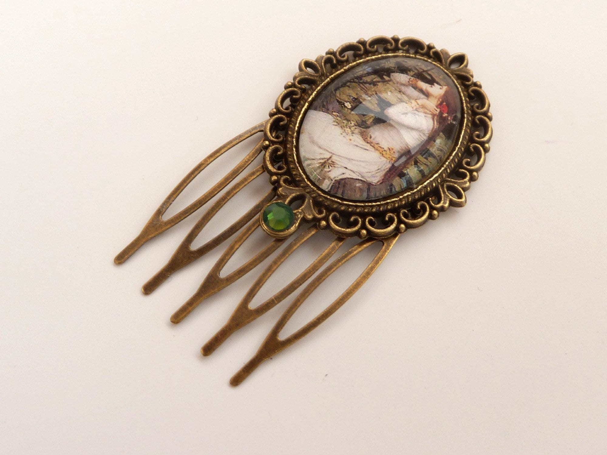 Small hair comb with Art Nouveau motif in bronze-colored gift idea girl