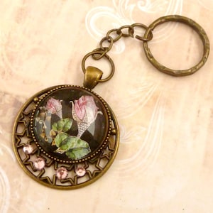 Porte-clés élégant avec bijou ornements rose et étoile bronze rose idée cadeau diplôme d'études secondaires, permis de conduire fille