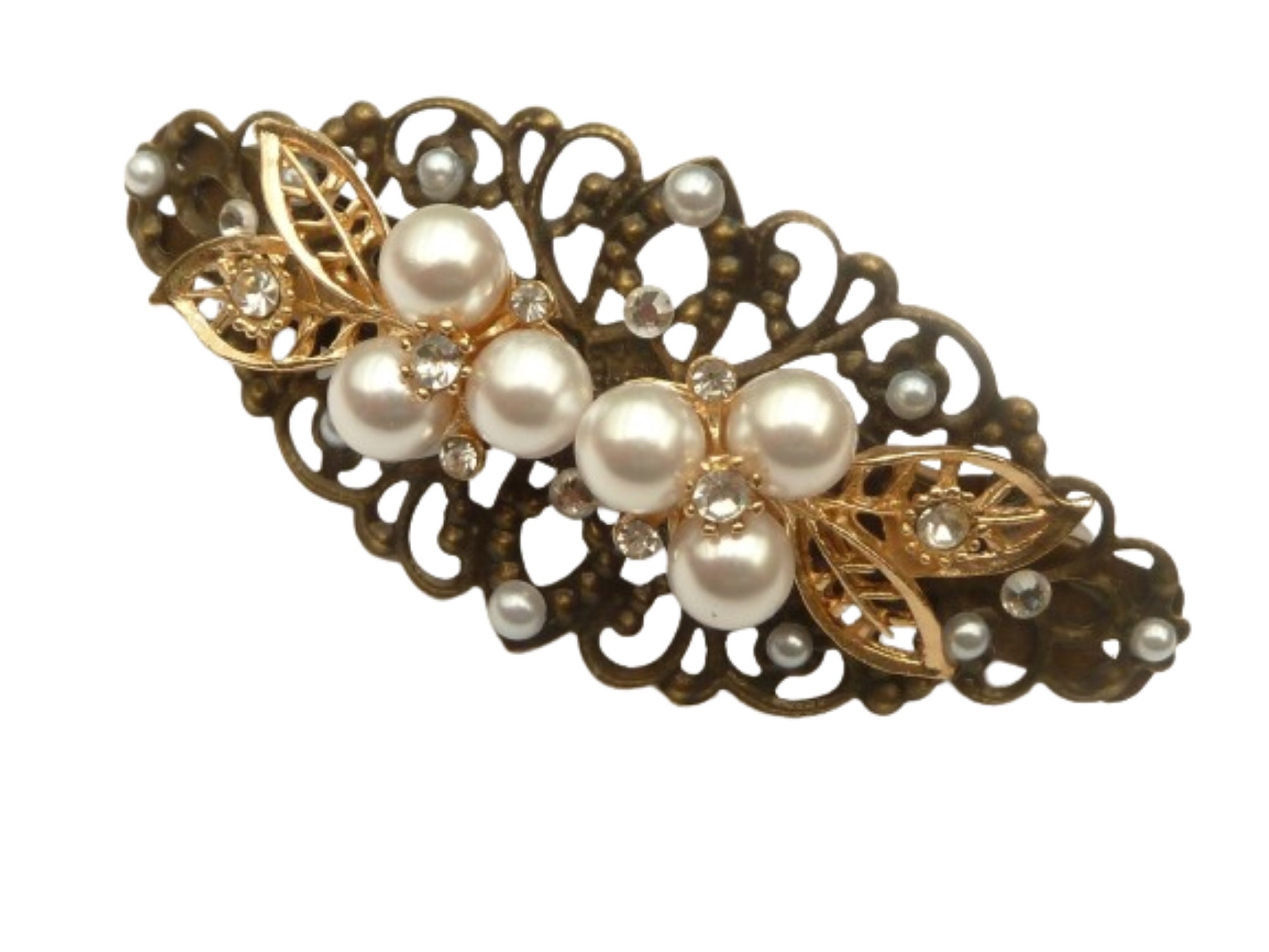 Fermaglio Per Capelli Vintage Con Strass E Perle Finte, Accessori Anni '80 E '90 - Italia - Foto 13