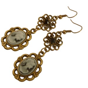 Elegant cameo earrings anthracite bronze in antique style baroque rococo jewelry gift idea wife girlfriend exclusive unique
