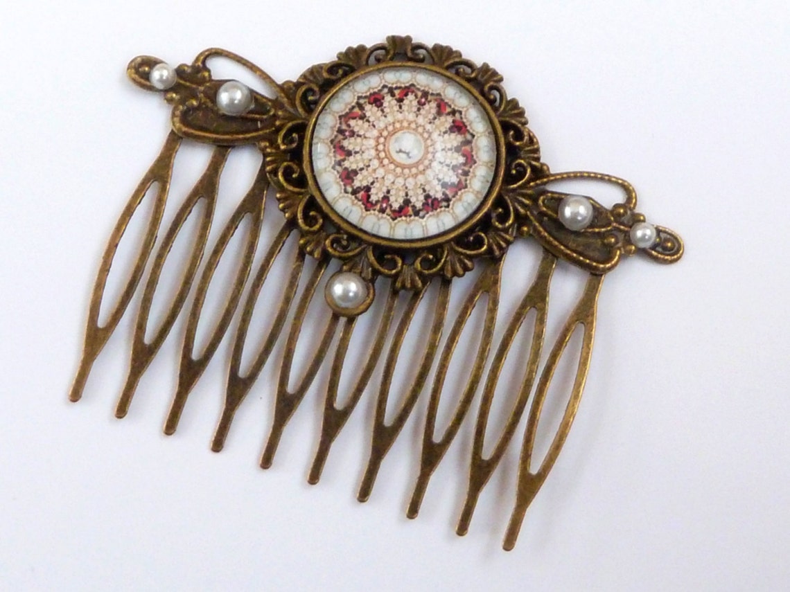 Antiquestyle Hair Comb With Pearls Flower Antique Hair Comb Etsy