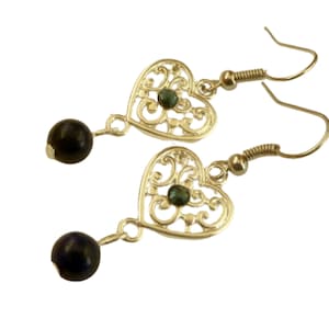 Filigree earrings with heart motif silver-plated with lapislazuli beads dark blue gift idea wife girlfriend