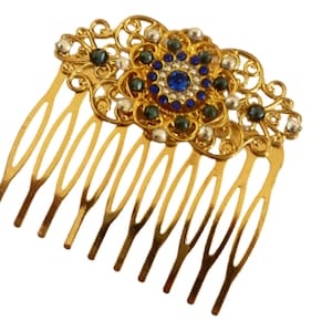 Glamorous rhinestone hair comb gold glitter hair accessories updo bride wedding festive accessory