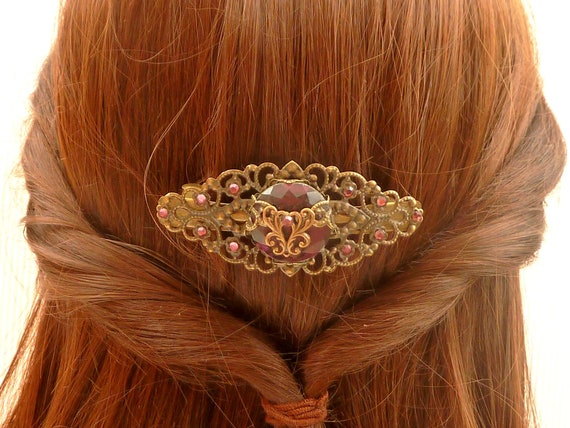 Nostalgic Hair Clip With Gem Purple Bronze Unique Festive  display picture 1