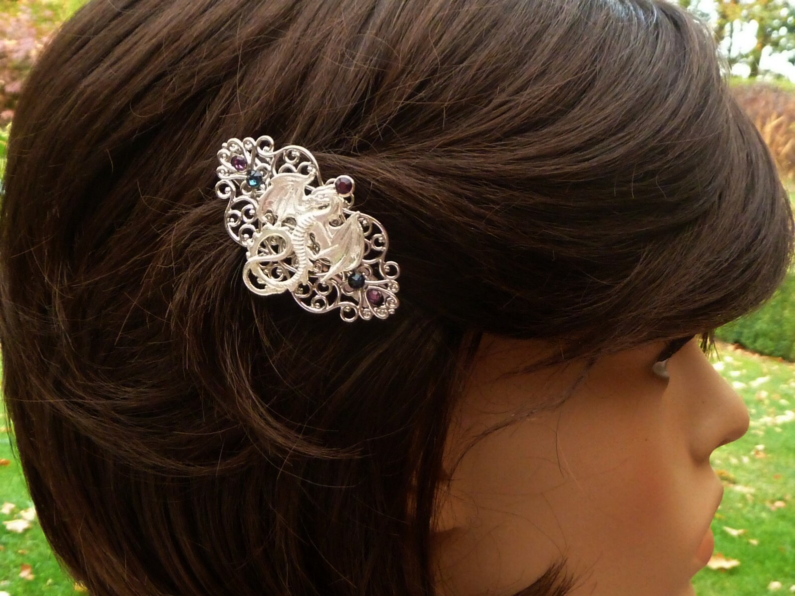 Little Dragon Hair Clip in Silver Medieval Hair Jewelry - Etsy