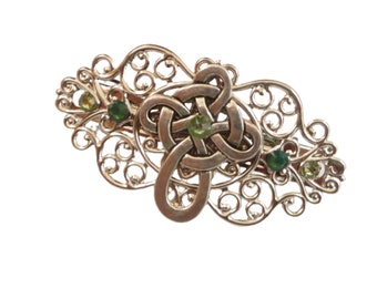 Hair clip with Celtic cross green silver color Ireland hair accessories gift idea woman