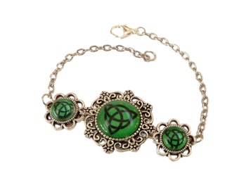 Ireland bracelet with Celtic knot green silver-colored gift idea girl