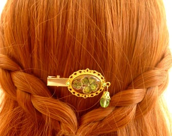Lucky Charm Hair Clip With Four-leaf Clover Motif, Green  display picture 1