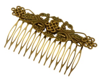 Wide Ireland hair comb with Celtic knots bronze hair accessories for thick hair festive updo