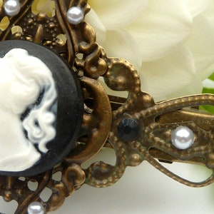 Noble unique hair clip with cameo black bronze color bride wedding vintage antique updo gift idea image 2