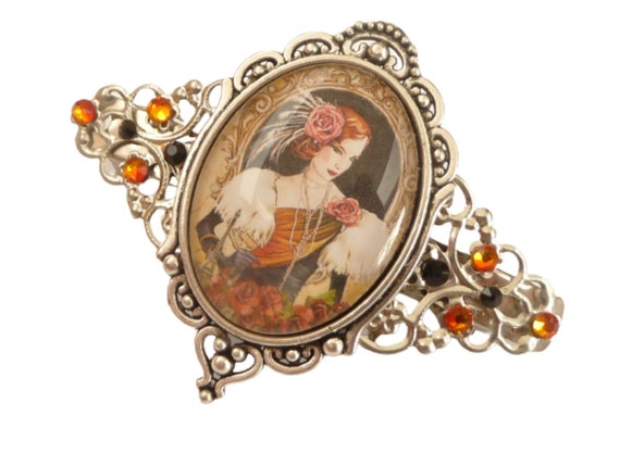 Hair Clip With 20s Lady Red Silver -colored Festive Hair  display picture 1