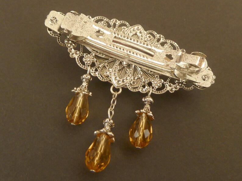 Hair clip with ornament beige silver unique hair accessories bride gift idea