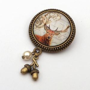 Broche com motivo de veado, animal da floresta, caçador, presente, acessório, joia para ela