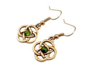Dainty Ireland Pendientes de nudo celta Tono de plata verde Pendientes ligeros Idea de regalo para el mejor amigo