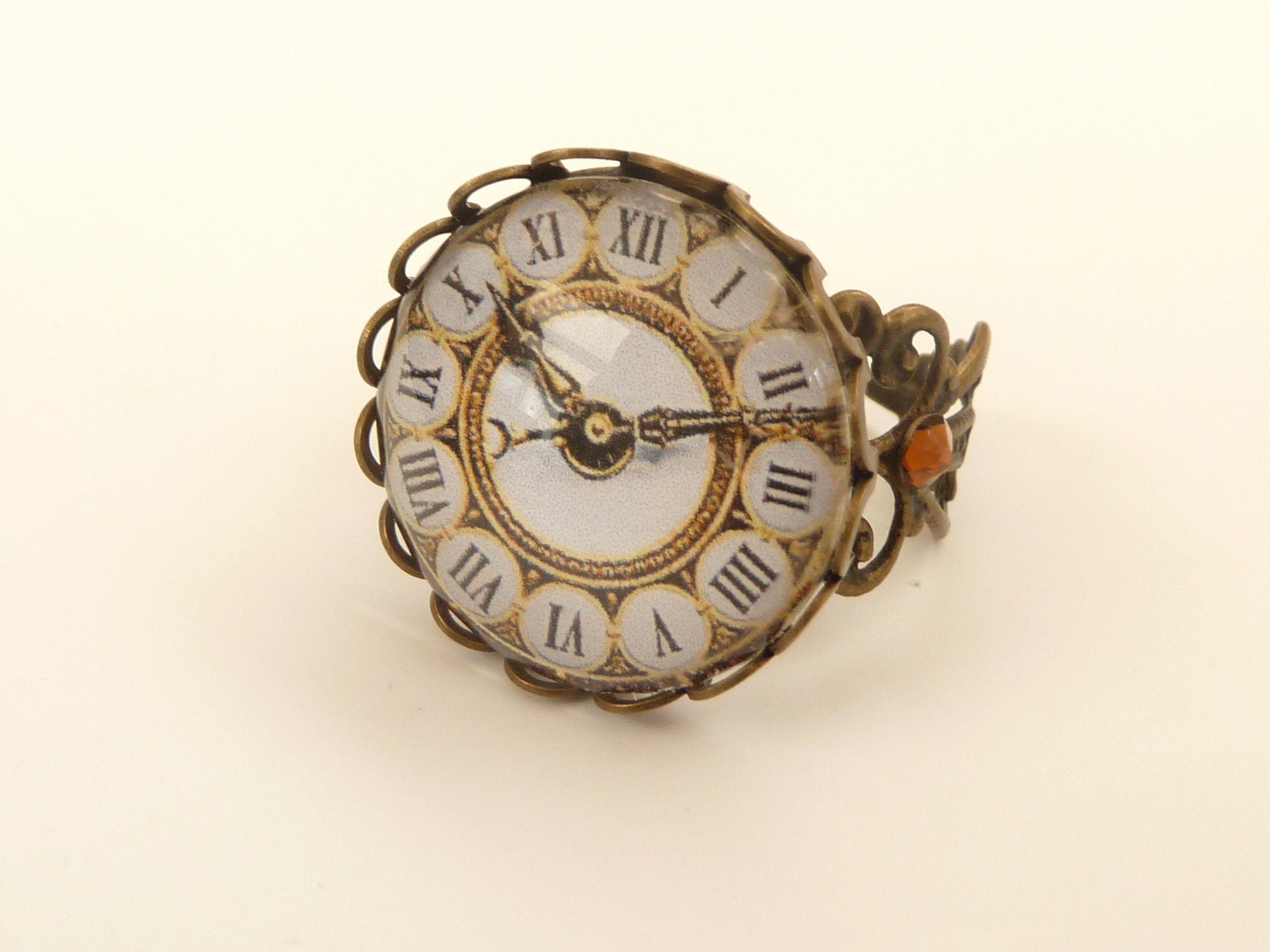 Ring mit Uhr Motiv | bronzefarben Steampunk Stil | Schmuck Geschenkidee