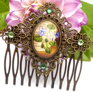 Nostalgic hair comb with flower motif Dimensions 6.3 L x 5.7 W cm Bronze bridal wedding updo hair accessories