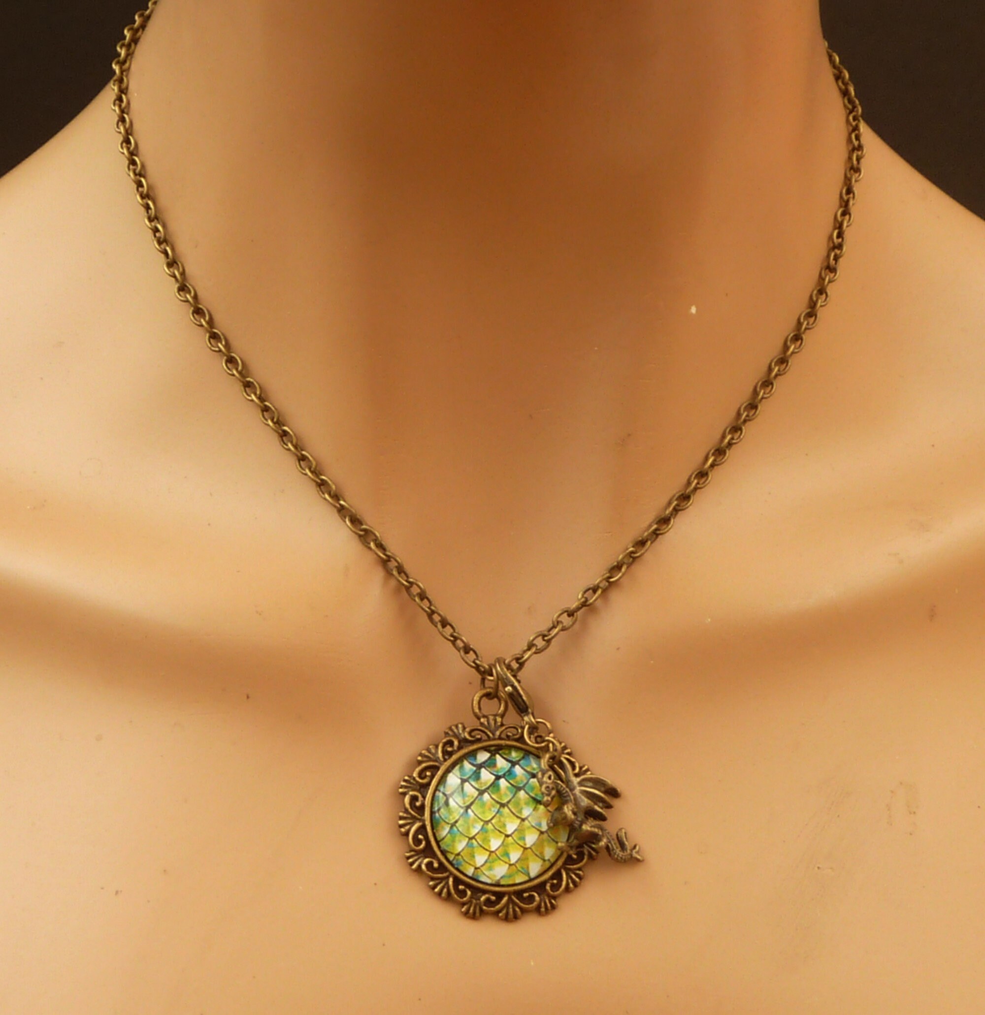 Necklace with dragon and dragon scales Medieval jewelry gift Etsy