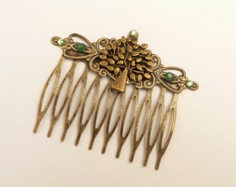 Haarkam met boomornament in groen brons vintage stijl haaraccessoires cadeau idee vrouw