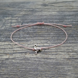 Pink Flamingo Bracelet, Tiny Flamingo Bracelet, Pink Bracelet, Light Pink Bracelet, Baby Pink Friendship Bracelet