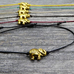 Tiny Elephant Bracelet, Lucky Elephant Bracelet, Friendship Elephant Bracelet, Adjustable Elephant Bracelet, Gold Elephant, Party Swag