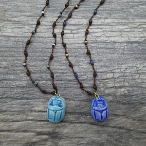 Scarab Necklace, Egyptian Beetle Necklace,