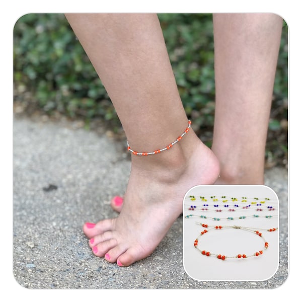 Swimming Anklet, Waterproof Anklet, Pop Color, Summer Anklet, Adjustable Friendship Anklet, Surfer's Anklet, Orange Anklet, Yellow Anklet,