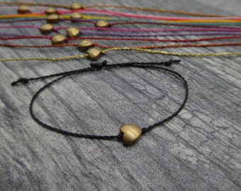 Brass Heart Adjustable Bracelet - Minimalist Friendship Bracelet