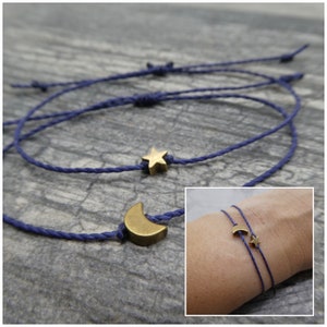 Tiny Moon Bracelet, Crescent moon jewelry, Crescent Moon Bracelet, Celestial Friendship Bracelet, Bracelet with Card, Sliding Knot Bracelet image 10