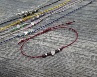Tiny Heart Bracelet: Silver Acrylic Heart, Adjustable Friendship Jewelry