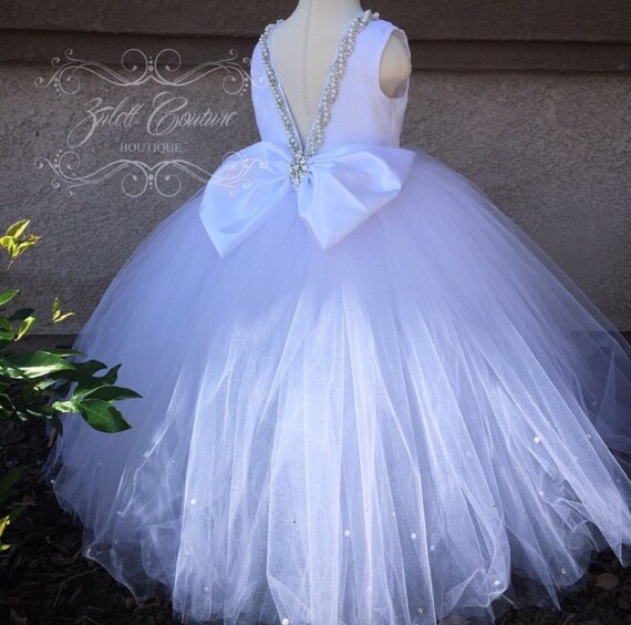 Flower Girl Dress Lace Dress Big Bow Dress Wedding Dres Etsy
