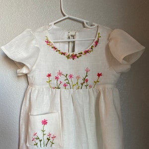 Linen Dress with Hand Embroidery image 2